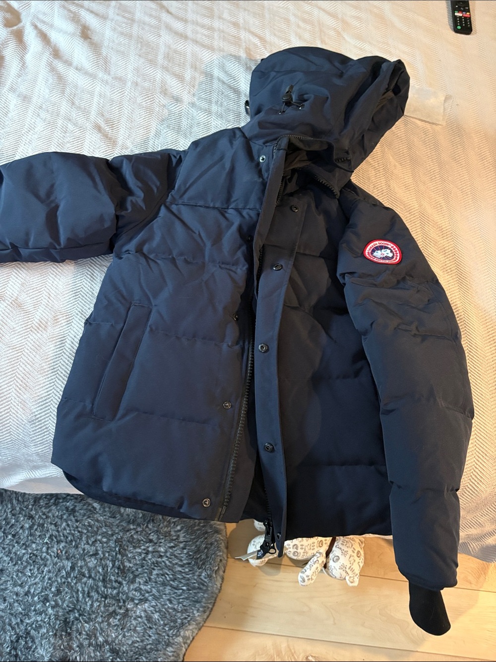 Canada Goose Navy Blue Quilted Down Jacket with Hood